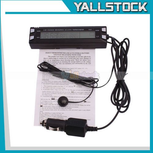 New Car Thermometer Meter C/F Voltage Monitor Black  