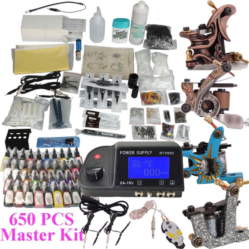 Master Complete Tattoo Kit 4 Gun 40 Ink Power Supply US  