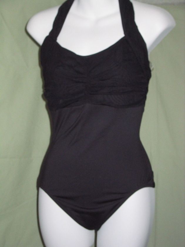 Capezio halter leotard ruched top black womens XL new  