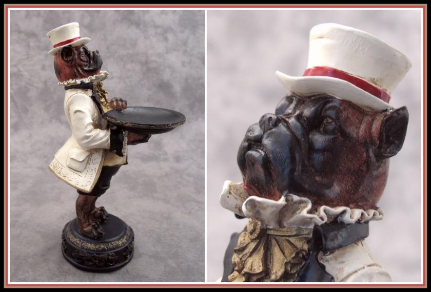 DAPPER ENGLISH BULLDOG BUTLER FIGURE STATUE  