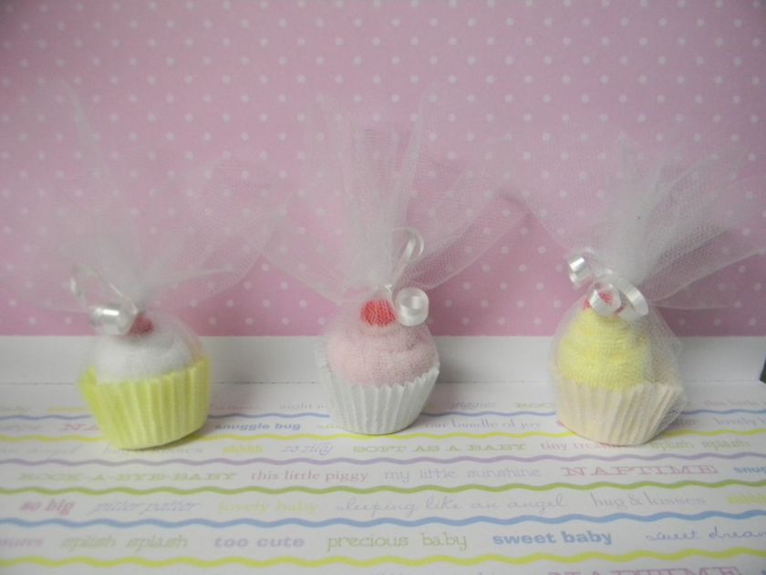 Baby washcloth mini cupcake baby shower favor/decoration boy, girl 