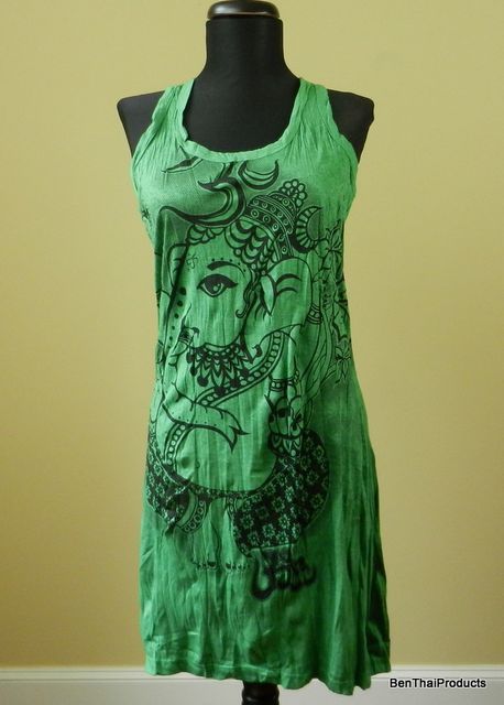 Ganesh Hindu God Shirt Tunic Yoga Tank Top Mini Dress OM Print New 